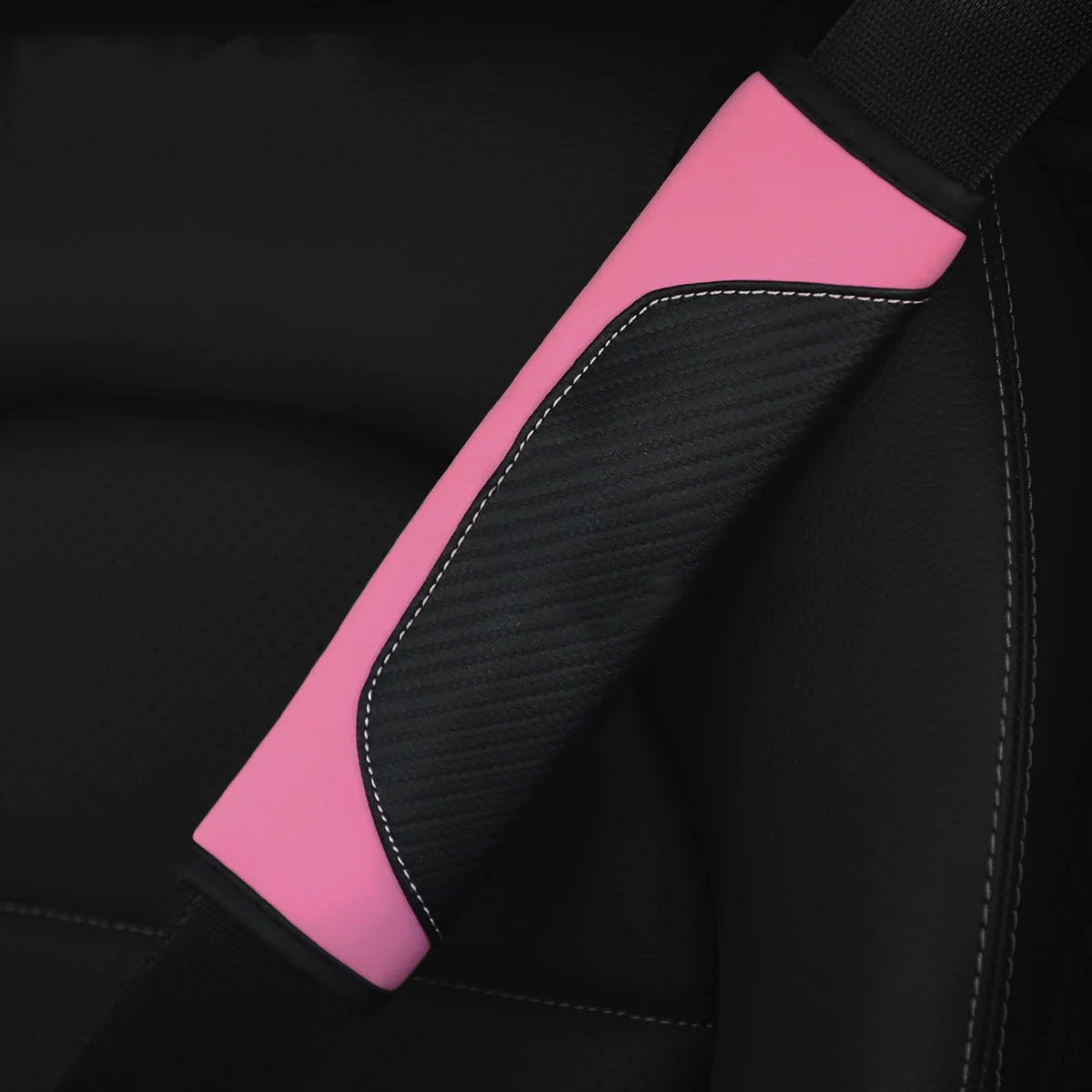 1 set of PU carbon fiber leather car shoulder guard belt decoration for car interior, available in multiple colors for selection