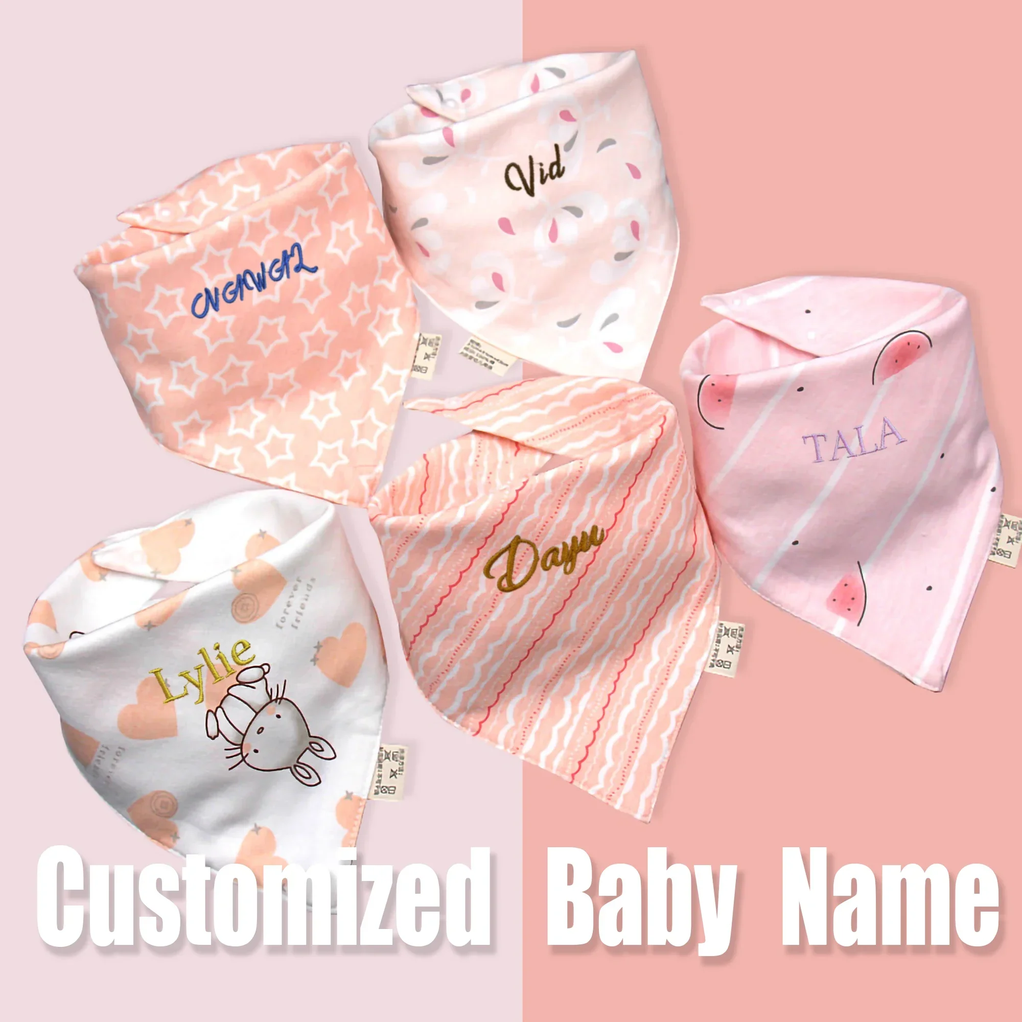 Bavoir en Coton pour Bébé Fille et Garçon, Écharpe Triangulaire en IQUE dex, Cadeau Personnalisé, Bavoirs Imperméables pour Nouveau-Né, 5 Pièces/Ensemble