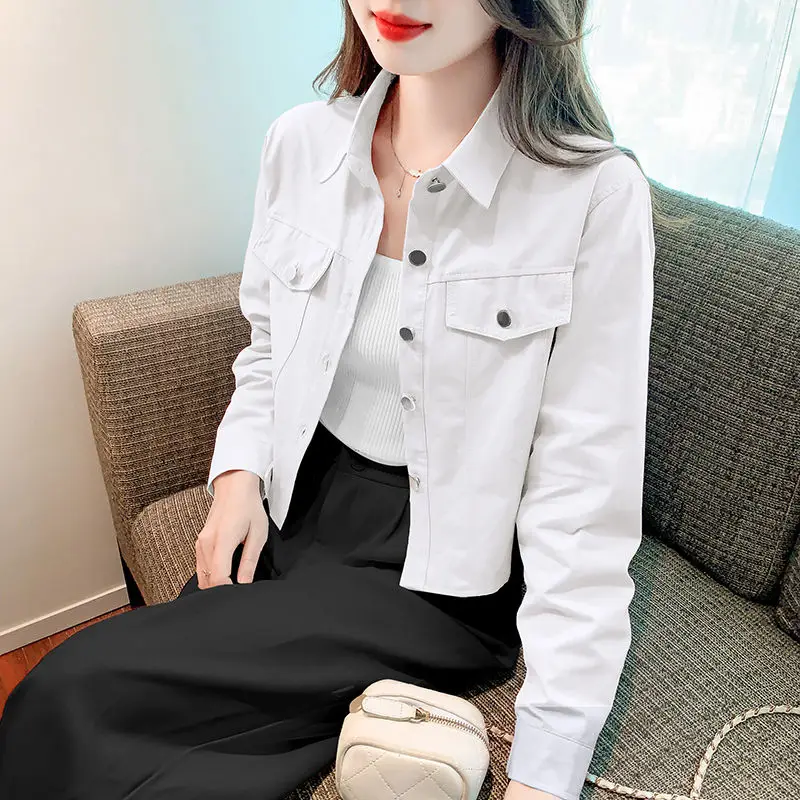 Elegant Fashion Harajuku Slim Fit Female Clothes Loose Casual All Match Tops Women Solid Button Cardigan Long Sleeve Outerwear