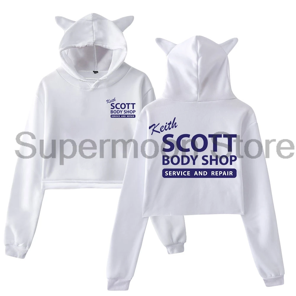 كيث سكوت بودي شوب وان تري هيل هوديي آذان القط مقنعين بلوزات طويلة الأكمام المحاصيل الأعلى الملابس النسائية #3