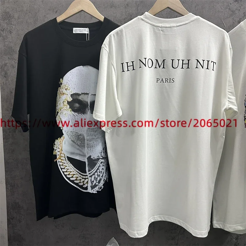 IH NOM UH NIT PARIS Knit Mask Man Paint Graffiti Print T Shirt Men Women High Quality Oversize Casual T-Shirts