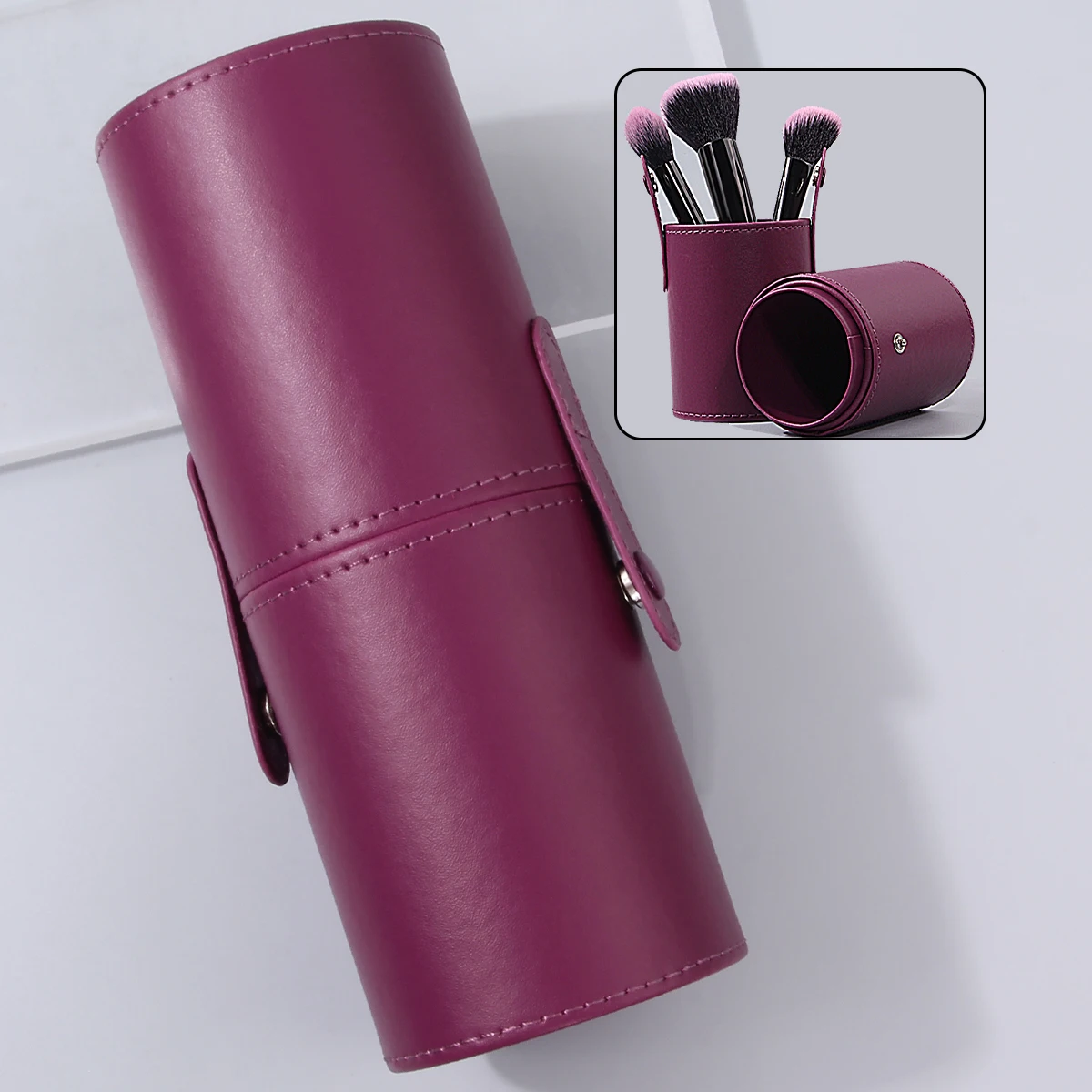 1PCS best-selling purple PU leather makeup brush storage bucket, easy to place large and small brushes, a makeup storage tool