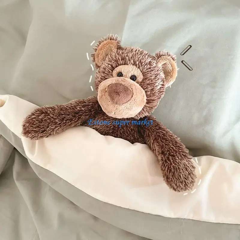 090B Stuffed Bear Plush Toy Easy Maintenance Throw Pillow Cuddle Doll For Nursery