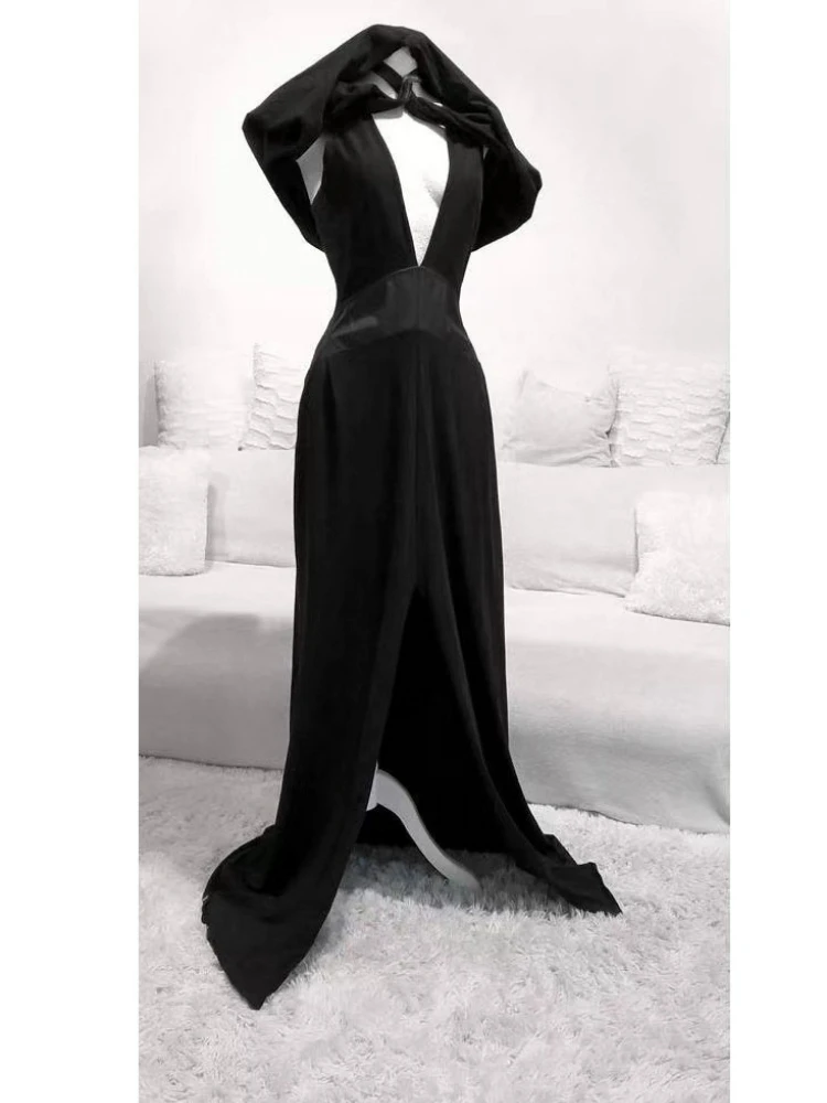 2026 Neues Vintage Ausgeschnittenes Ärmelloses Sexy Maxikleid Damenmode Gerafftes Hochgeschnittenes Bodycon Club Party Jumper Langes Kleid