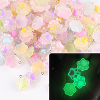 10Pcs Cute Luminous Cat Paws Resin Charms Funny Charms Pendants For Jewelry Making DIY Accessories Earring Necklace Supplies