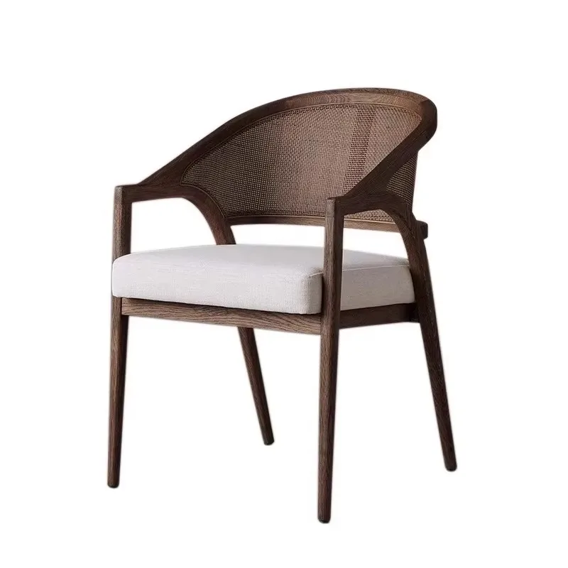 Luxury Solid Wood Armchair Wicker Chair Restaurant Dining Room Café Dining Chair