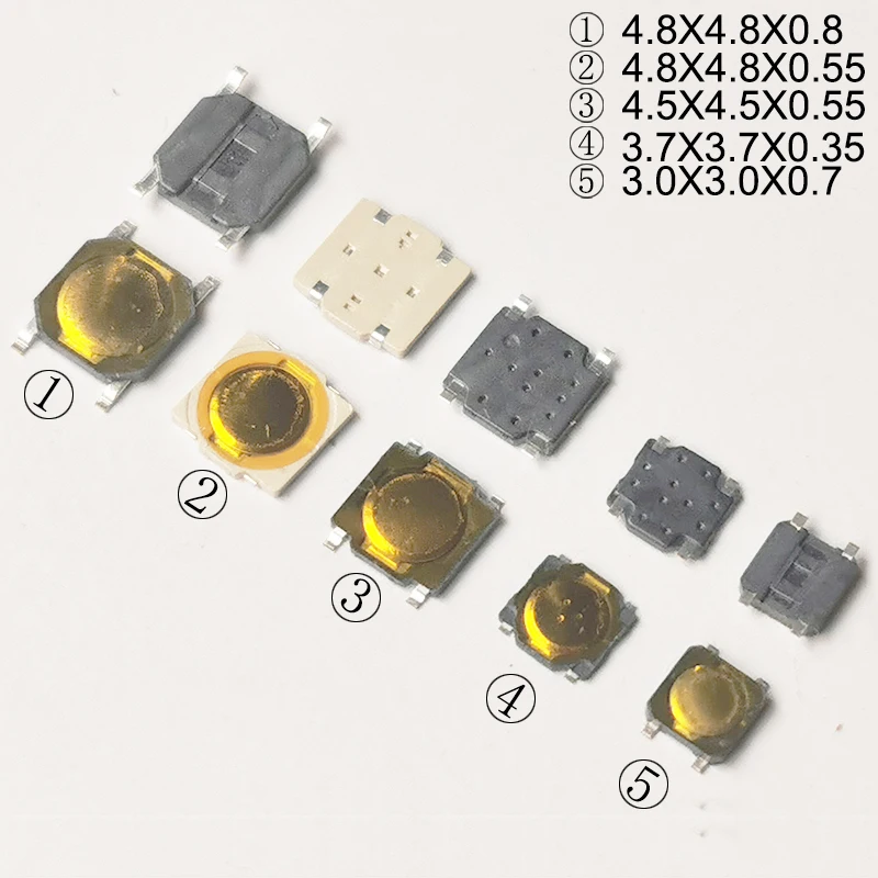 50pcs 4.8x4.8/4.5x4.5Super Tiny Momentary Push Button 12V Tactile Button Reset Button Switch 4Pin SMD Phone Screen Toy Use