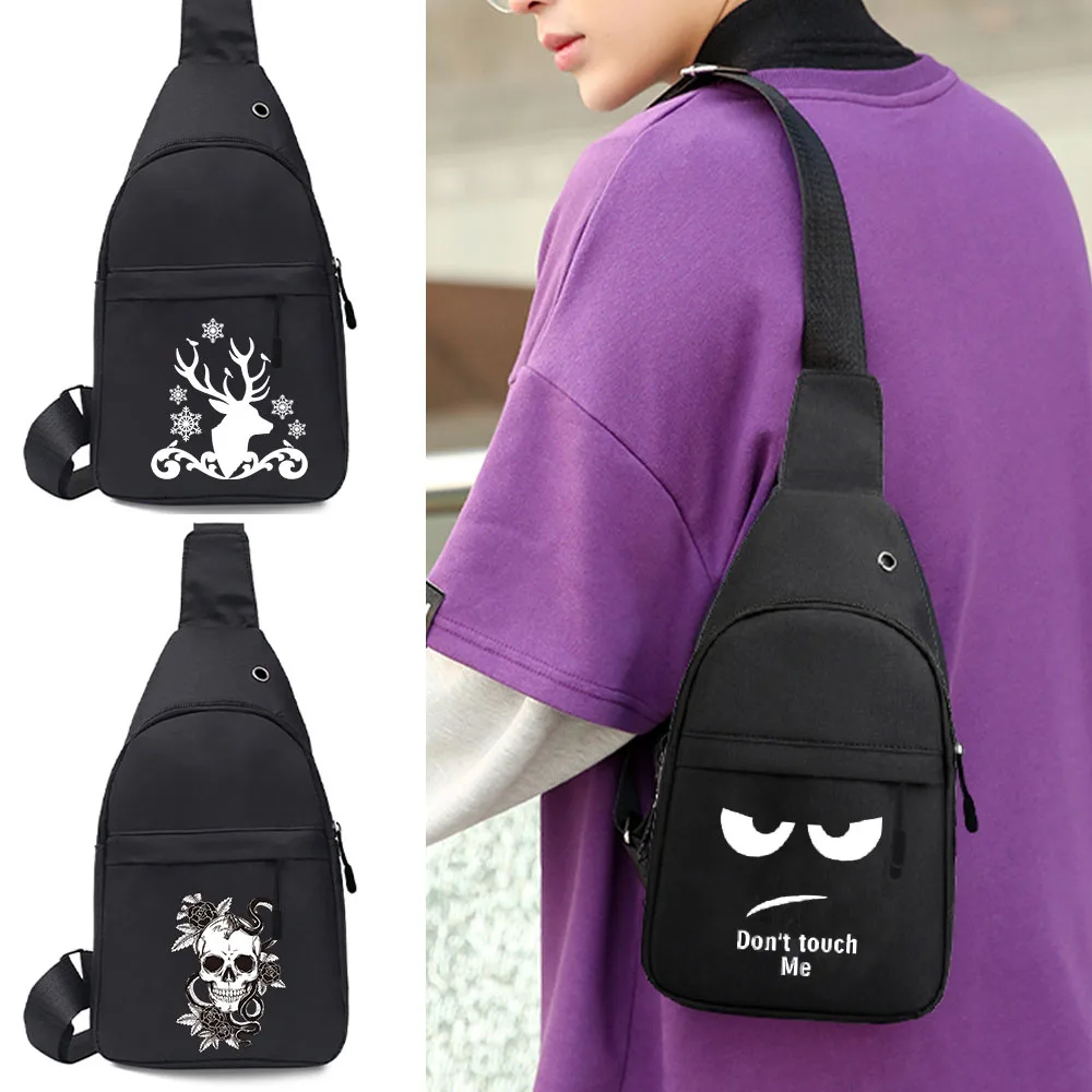 Man Chest Bag Phone Pocket Travel Neck Side Shoulder Fanny Pack Fashion Small Handbag Anime Print Outdoor Crossbody Gym Bags