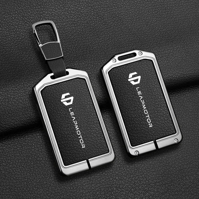 Auto-Zubehör NFC-Karte Zinklegierung Leder Schlüsselhülle Etui Halter Kette für Leapmotor C16 C10 C11 B10 Smart Key Schutzhülle – Detail 6