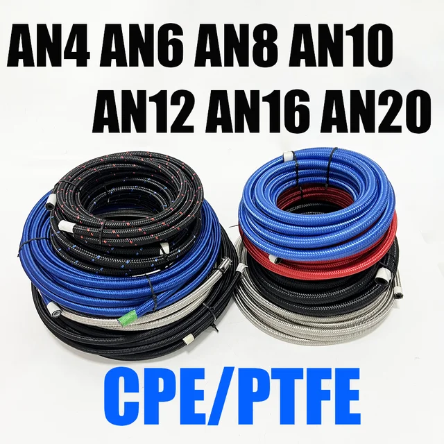 1M3M5M10M Wąż paliwowy Nylonowy wąż ze stali nierdzewnej w oplocie z gumy Wewnętrzny materiał CPE/PTFE Kolor Czerwony/Niebieski/Czarny/Czarny Niebieski/Czarny Czerwony/Srebrny