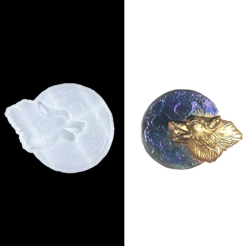 Unique Stereo Wall Hanging Silicone Mould Valentines Wolf-shape Decor Mold DIY Desktop Ornaments Pendant Epoxy Resin Mold