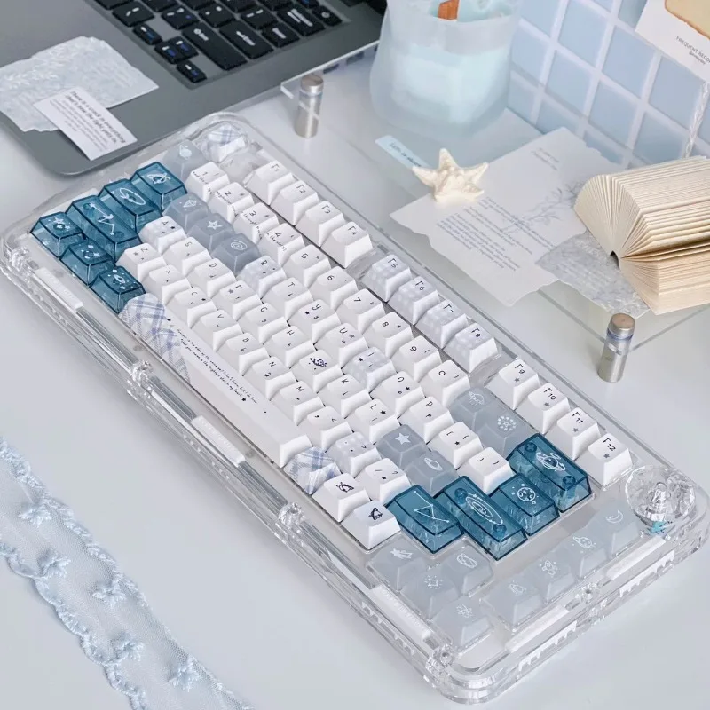 Cosmic Asteroid Theme Keycaps Set Customized PC Cherry Profile Keyboard Caps for Mechanical Keyboard Creative Accessories Gifts