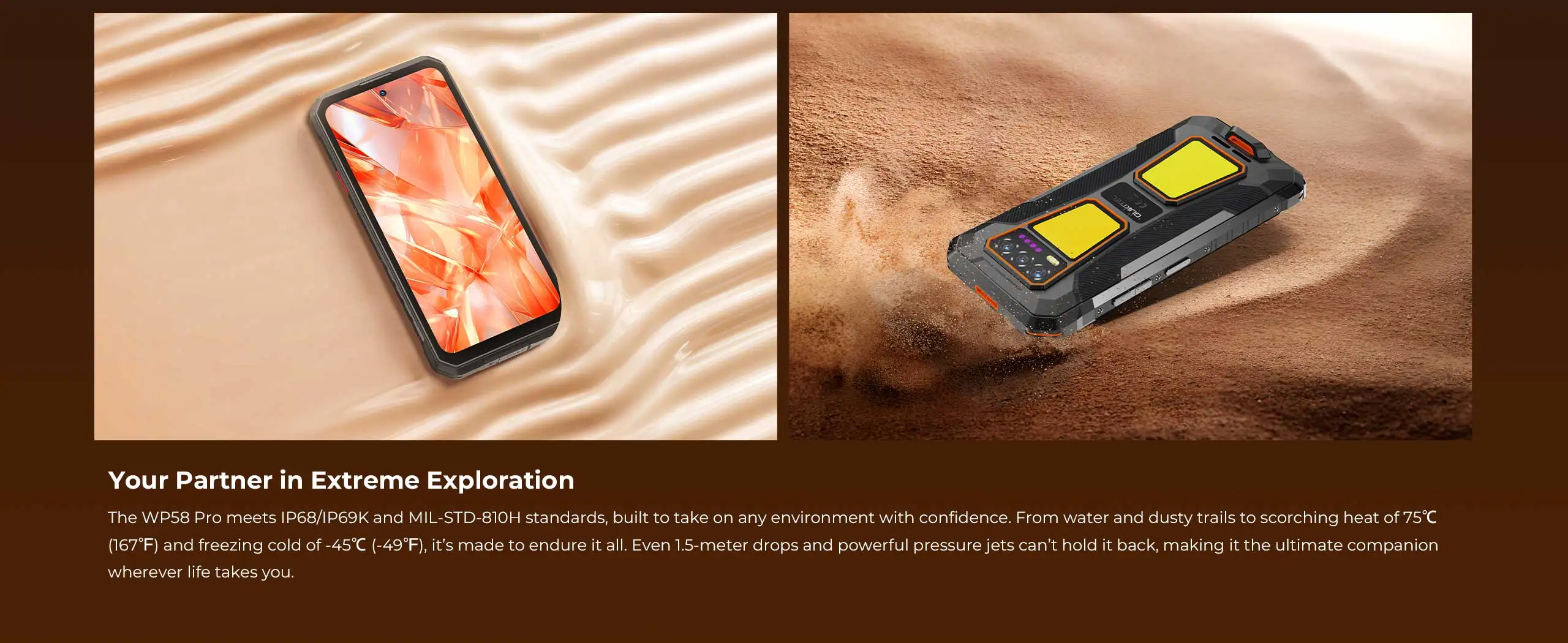 OUKITEL WP58 PRO 5G Rugged Smartphone 24GB(8+16) RAM + 512 ROM, Android 15 NFC 64MP Cellphone with Camping Lamp ,10000mAh 33W