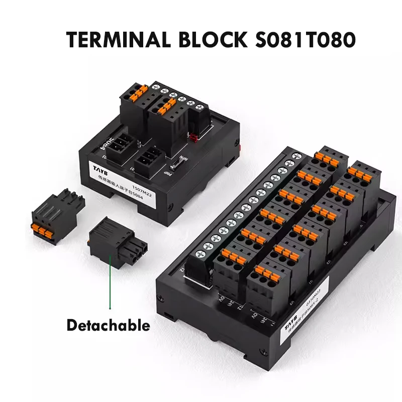 PLC sensor terminal block 2-wire 3-wire NPN proximity switch PNP input terminal block S081T080,S088-2 4/6/8/12/16 Spring type