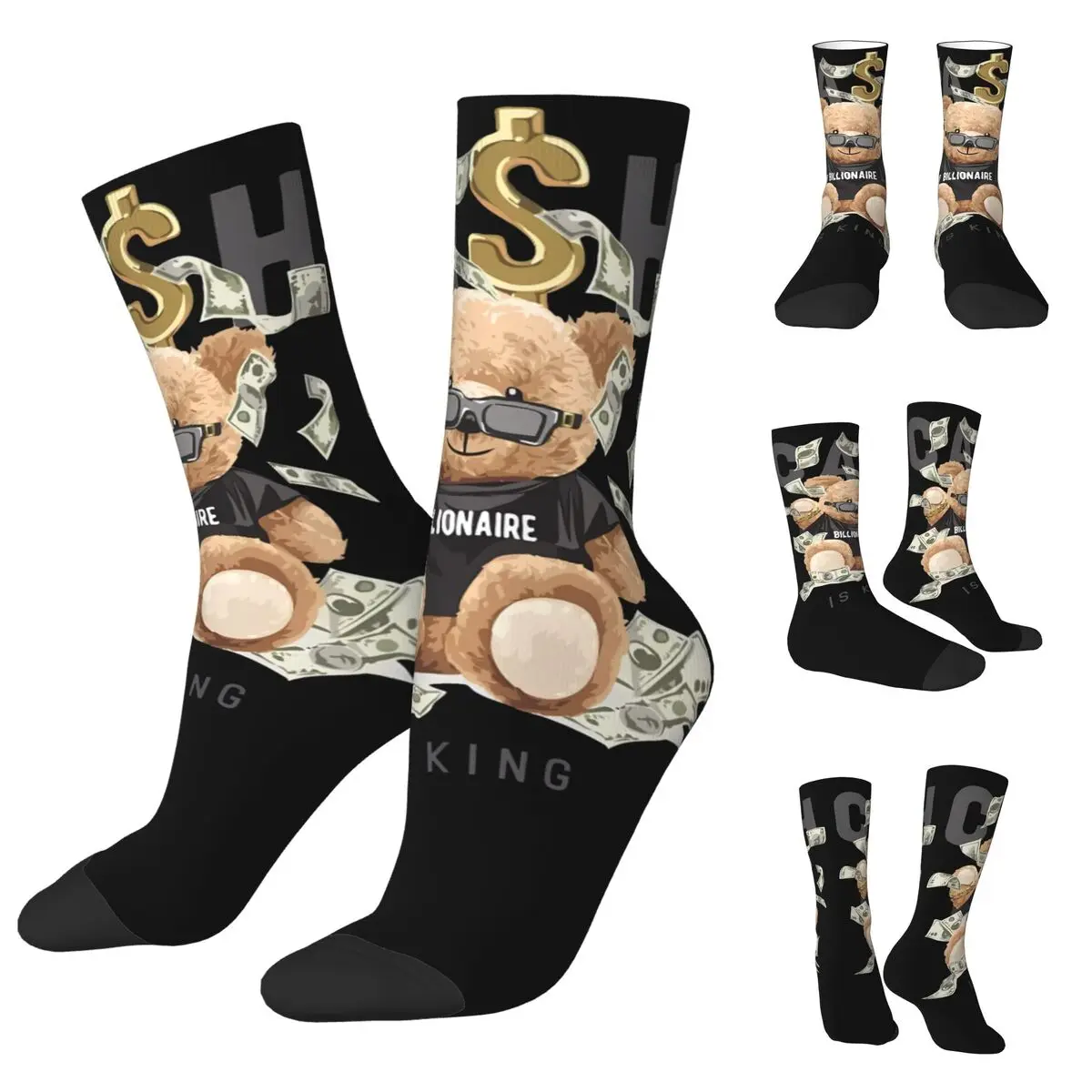 

Teddy Bear cosy Unisex Socks,Hip Hop Happy 3D printing Socks,Street Style Crazy Sock