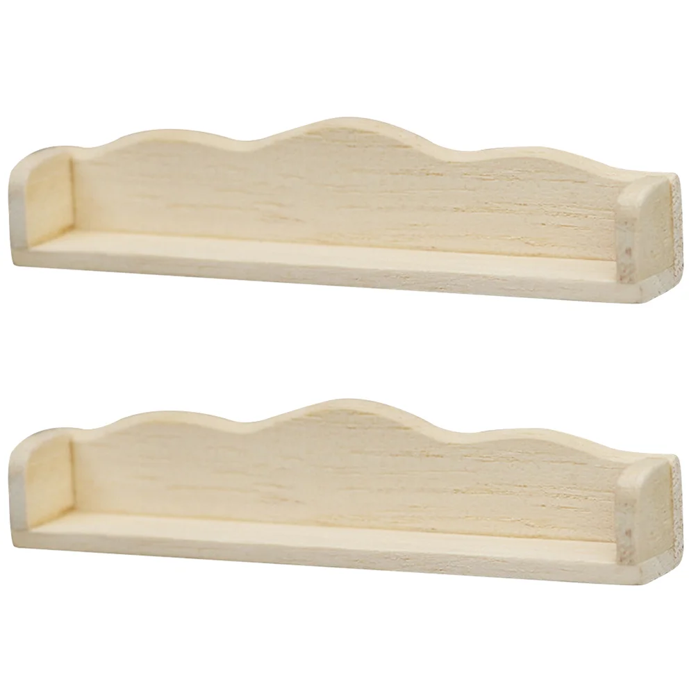 2 Pcs House Mini Furniture Miniature Model Hanging Rack Storage Tiny Wall Shelf Shelves Ornaments Stuff Wooden