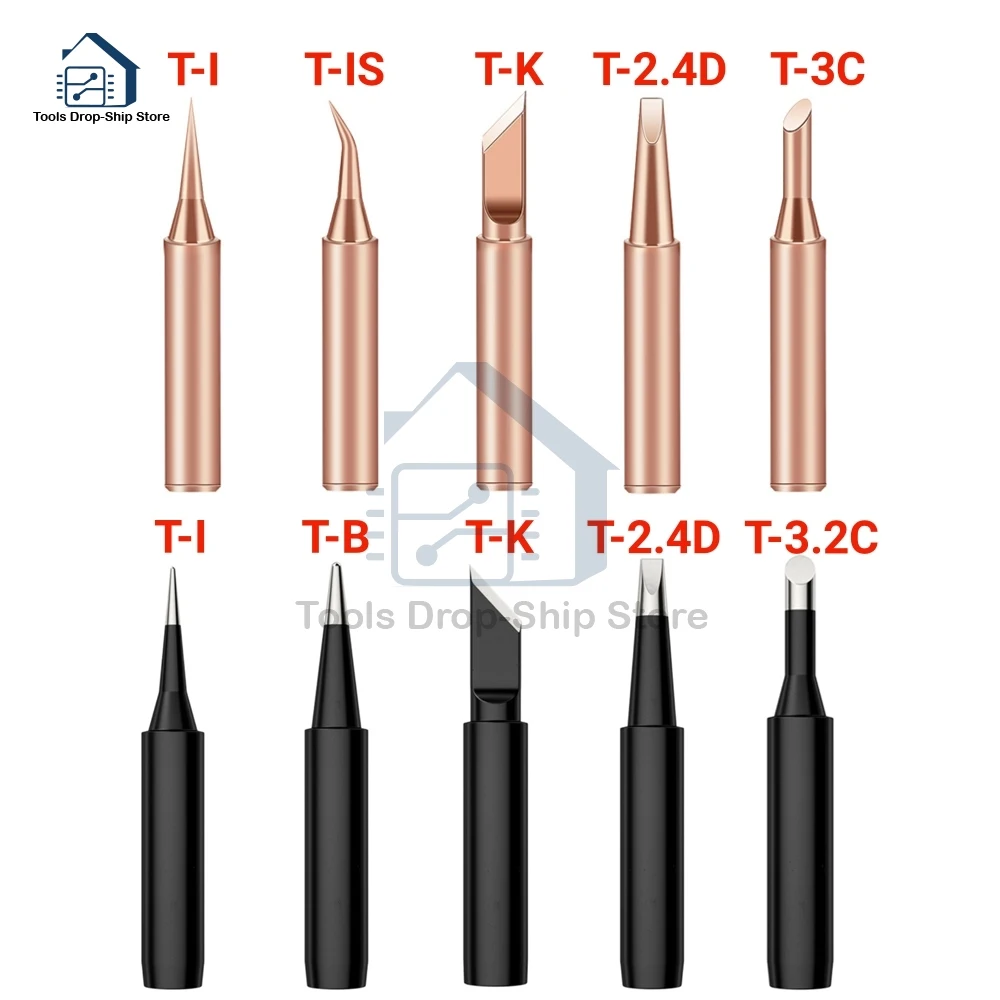 5Pcs Electric Soldering Iron Head Tool Copper Welding Head 900M-T-K Pure Copper Soldering Iron Welding Equipment Welding Tool