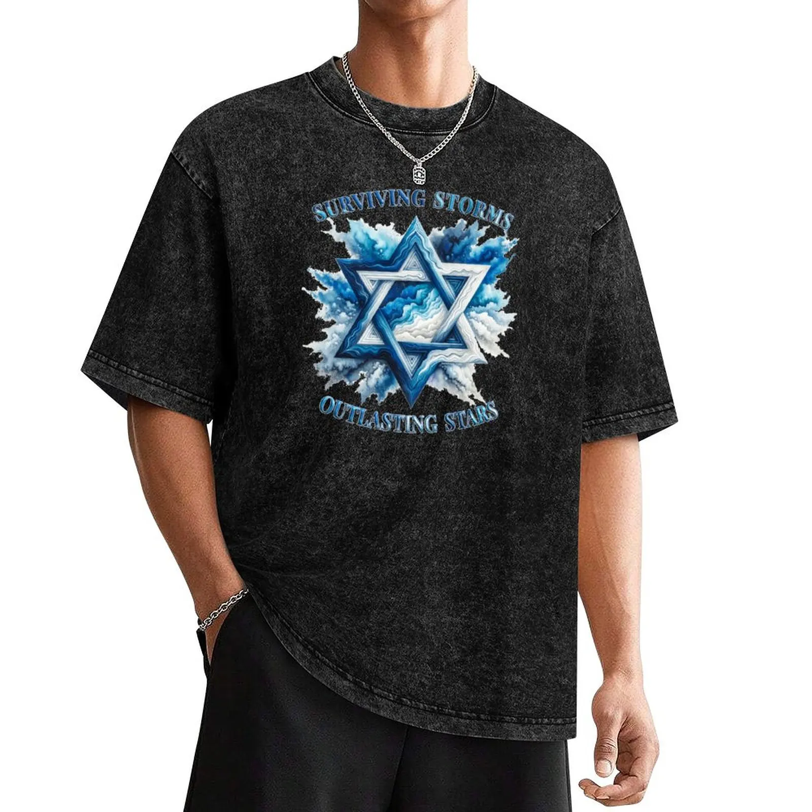 

Surviving Storms, Outlasting Stars Star of David Magen David   T-Shirt basketball graphic tees mens graphic t-shirts pack