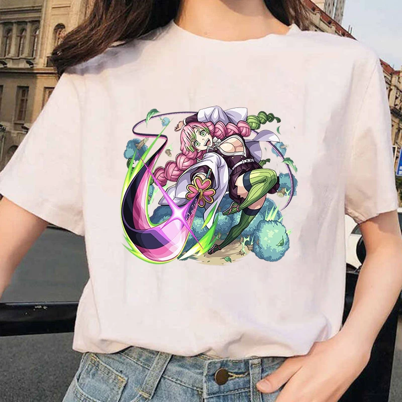 

Hot Anime Kanroji Mitsuri Print T-shirt Loose Short Sleeve Harajuku Casual Tops Women Men T-shirt