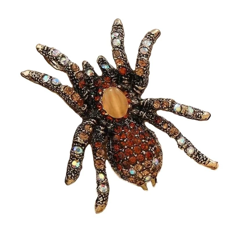  Eye Catching Rhinestones Spiders Brooch Pin for Stylish Collar Pin Enhancement