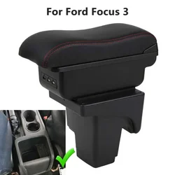 Car Armrest Box for Ford Focus 3 Mk3 2011 2012 2013 2014 2015 2016 2017 2018 2019 2020 - Leather Arm Rest Center Console Storage
