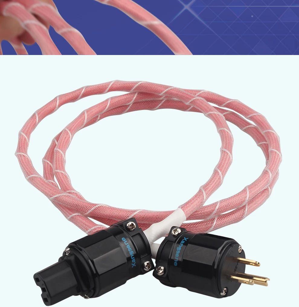 HiFi Oxygen-Free Copper Silver-plated 3*4mm Audio US/EU Power Cable Decoder Front and Rear Power Amplifier Power Cable