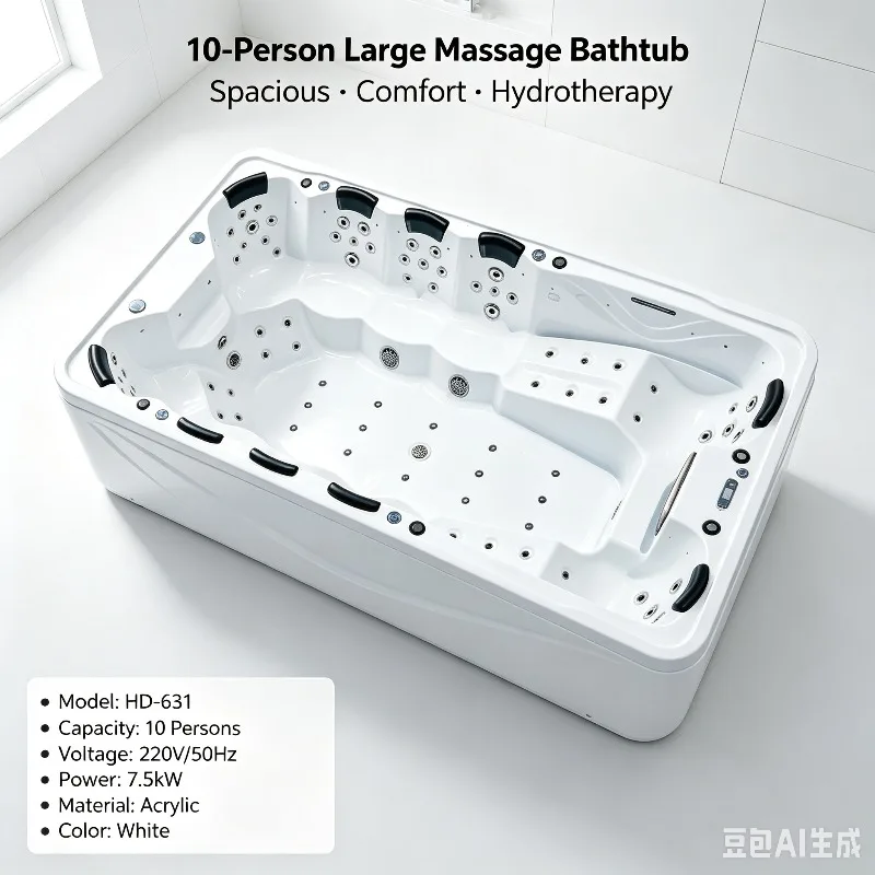 Deposit Only 10 Person Outdoor Acrylic Swim Spa Hot Tub with Hydromassage, Smart Heated, 2 Lounges & 8 Seats