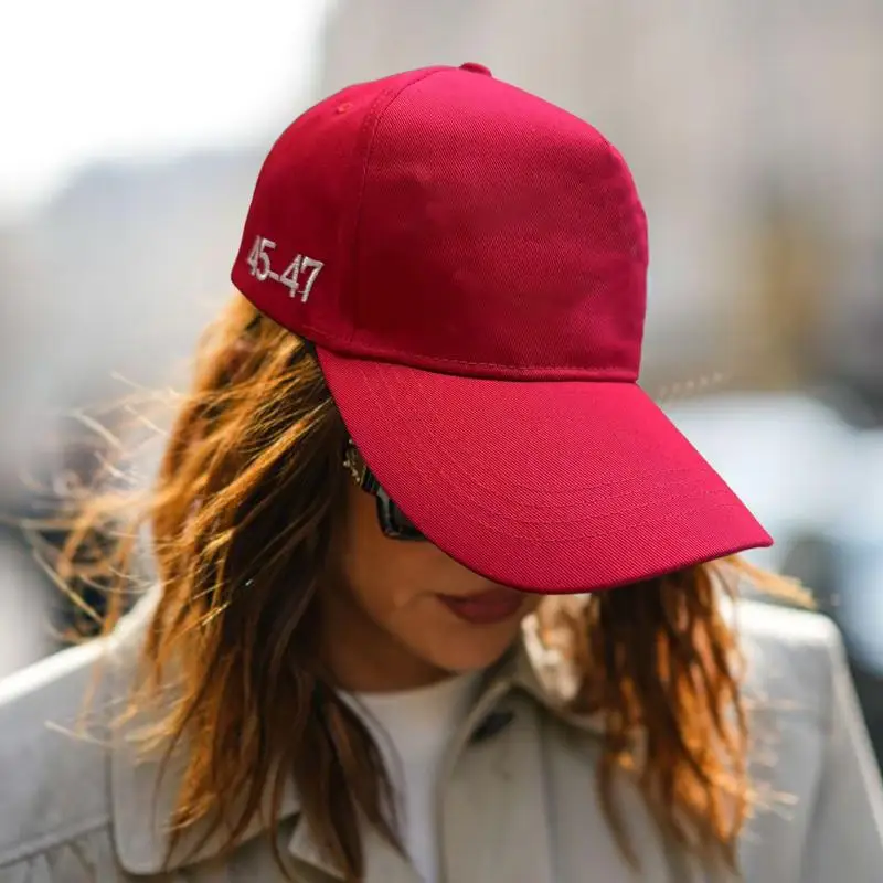 

Red Baseball Hat Embroidery Pattern Curved Brim Running Hats 2024 Vote Outdoor Vacation Hat Soft Cotton Hat For Men Women