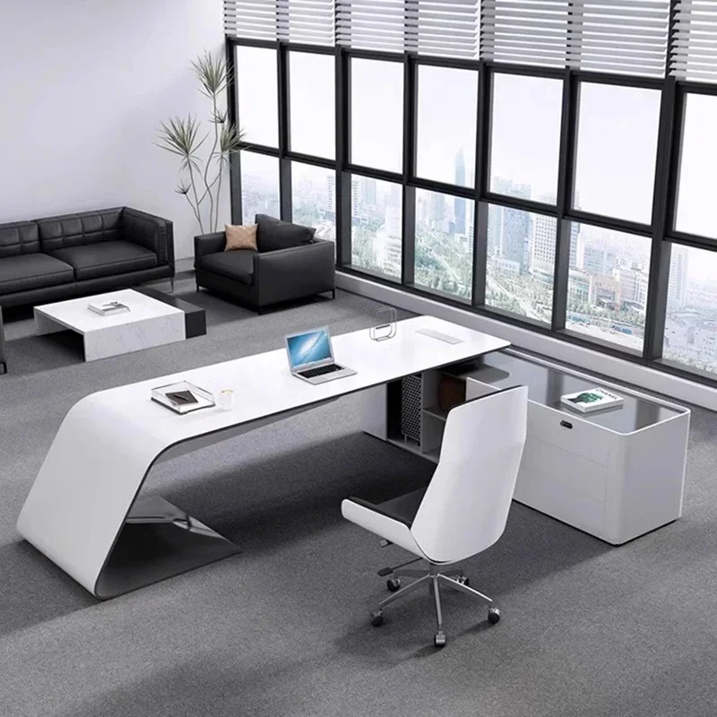 

Luxury Long Office Desk Modern Design Storage Multifunctional Office Desk Display Minimalist Mesas Escritorio Trendy Furniture