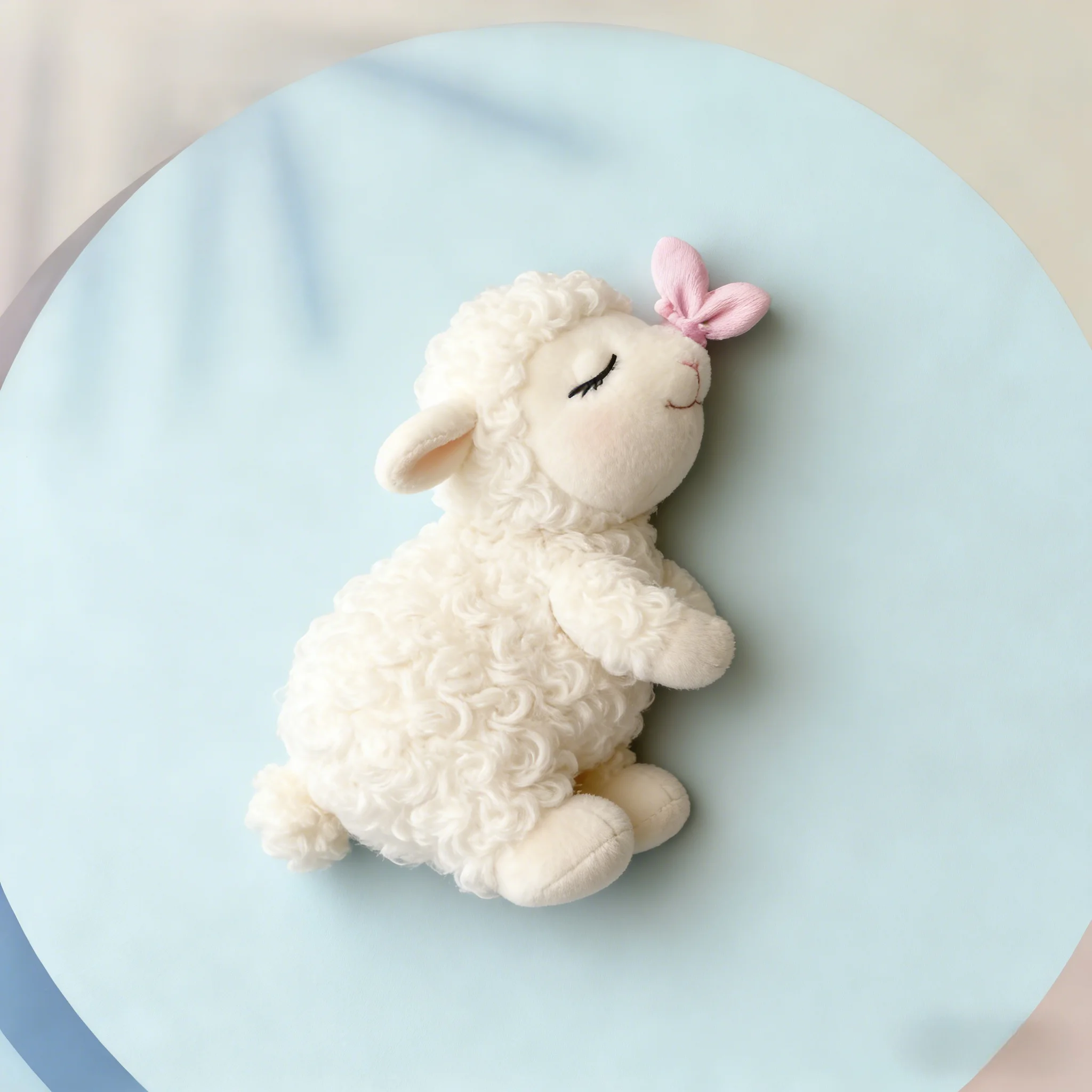 Closed-Eye Smiling Little Sheep Silicone Mold, Fluffy Curly Hair Bow-Shaped Little Sheep Mold, Fondant Chocolate Making Mold