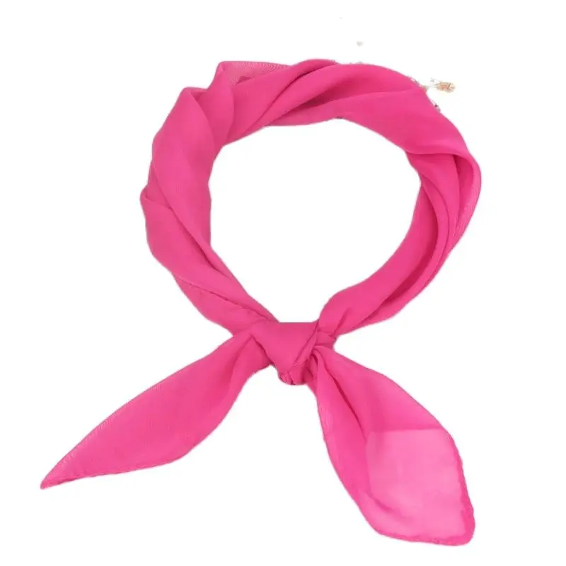 Summer Chiffon Square Scarf For Women Fashion Solid Color Thin Neckerchief Shawls Female Hair Ties Bands Sunscreen Neck Scarf