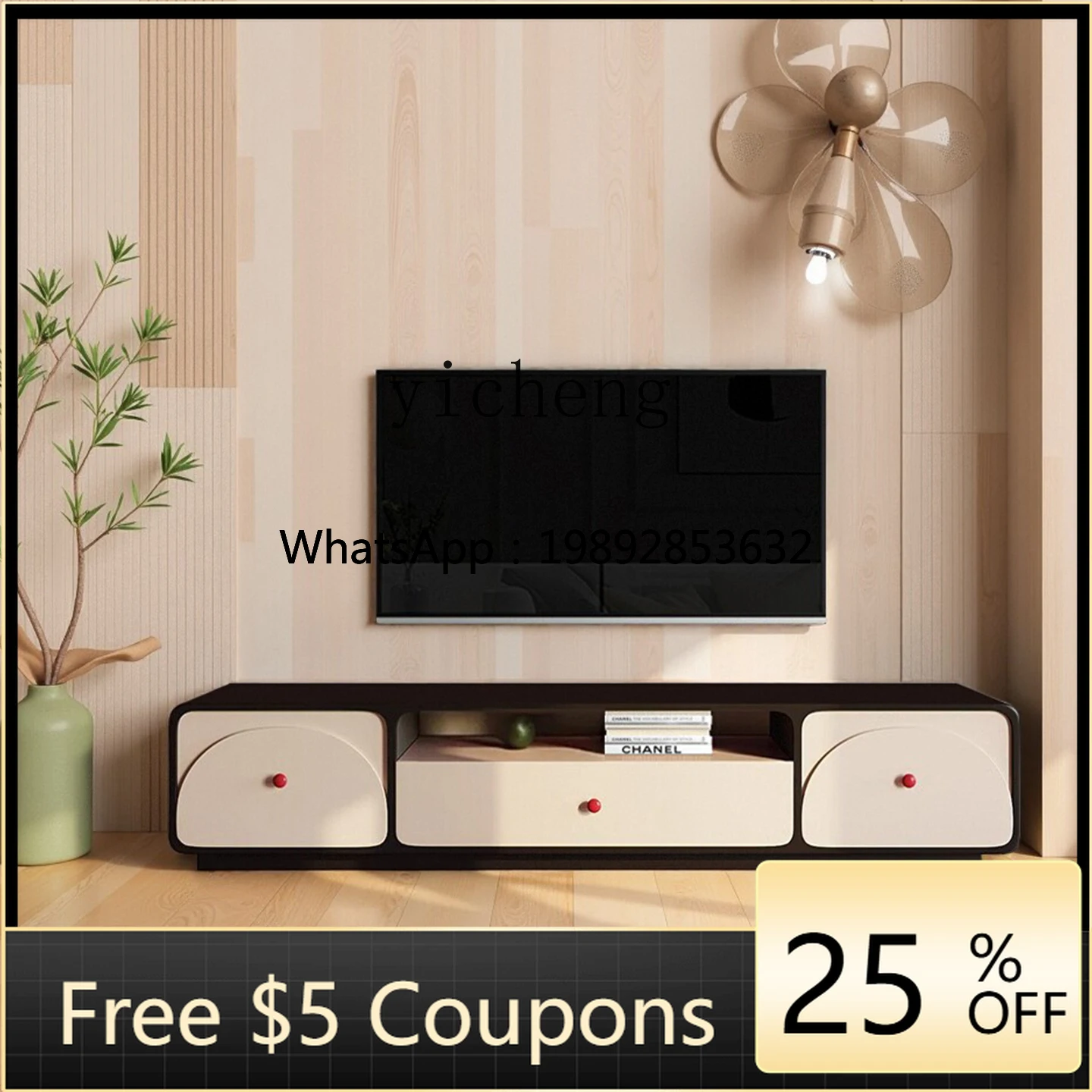 

AB Light Luxury French Style TV Cabinet Modern Simple Small Apartment Living Room Background Wall