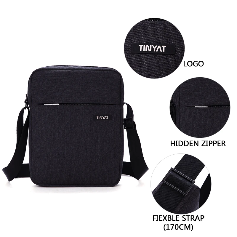 TINYAT-Bolso de hombro de negocios para hombre, bandolera informal de lona, impermeable, ligera, para ipad de 7,9 pulgadas