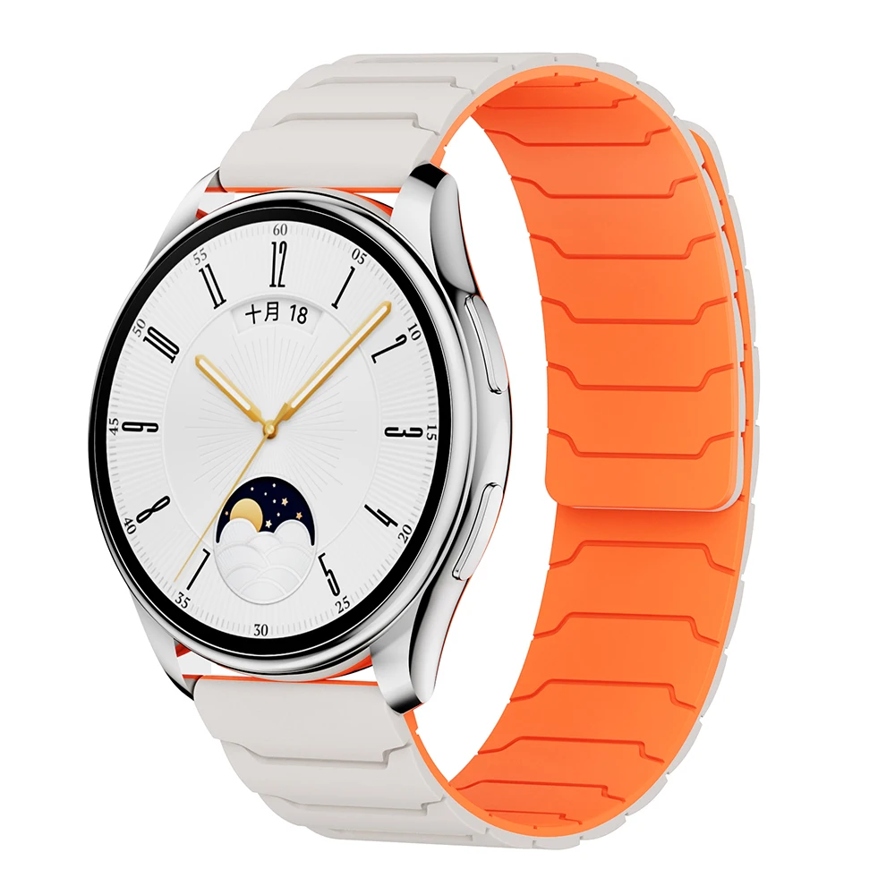 22 mm 20 mm Magnetarmband mit Rüstungsmuster aus Silikon für Samsung Galaxy Watch Series Zweifarbiges integriertes hautfreundliches Armband