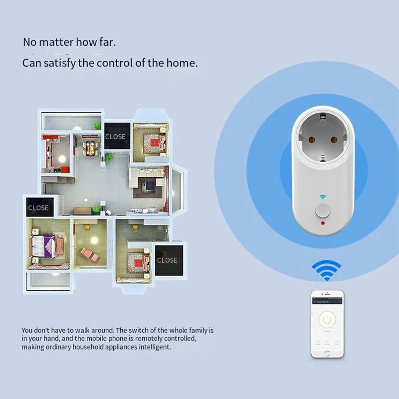 16A Smart WiFi Socket AC90-250V EU Plug Power Outlet APP Control Support Alexa Google Voice Control