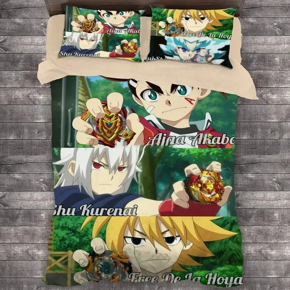 3D Anime Beyblade Burst Bedding Set Duvet Cover Comforter Bed Set Quilt Cover Pillowcase King Queen Twin Size Boys Girls Adults