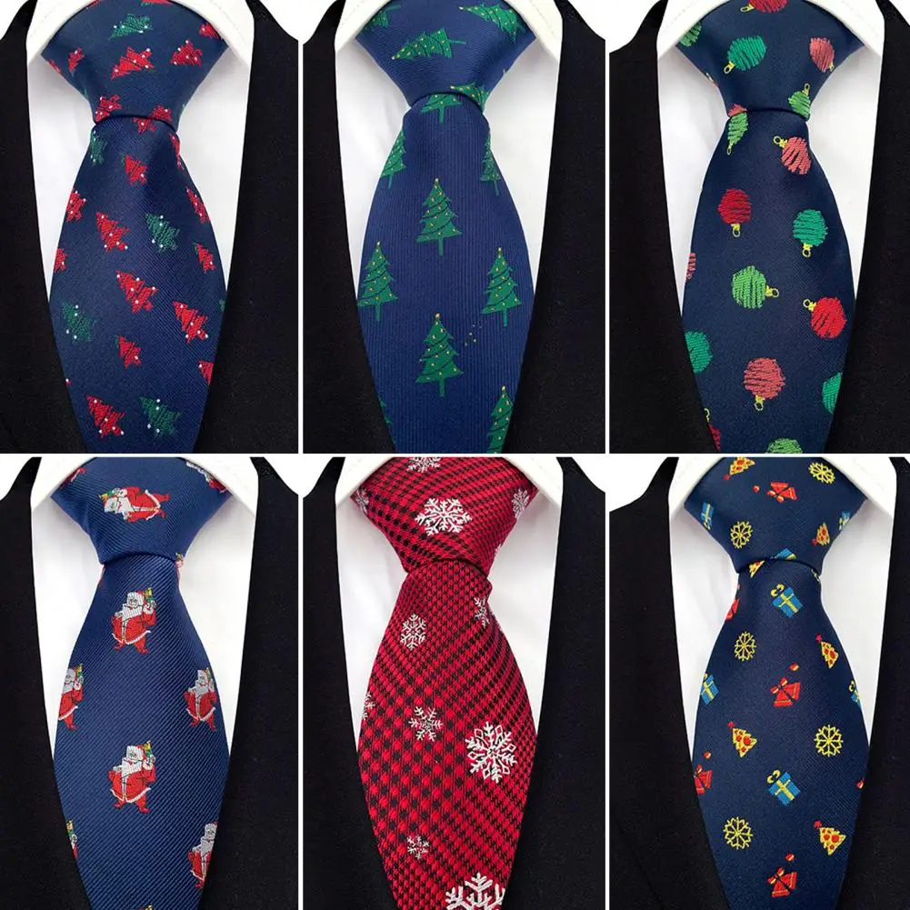 Classic Style  Chic Christmas Ball Snowflake Necktie Festival Christmas Tie Adjustable   for Dating