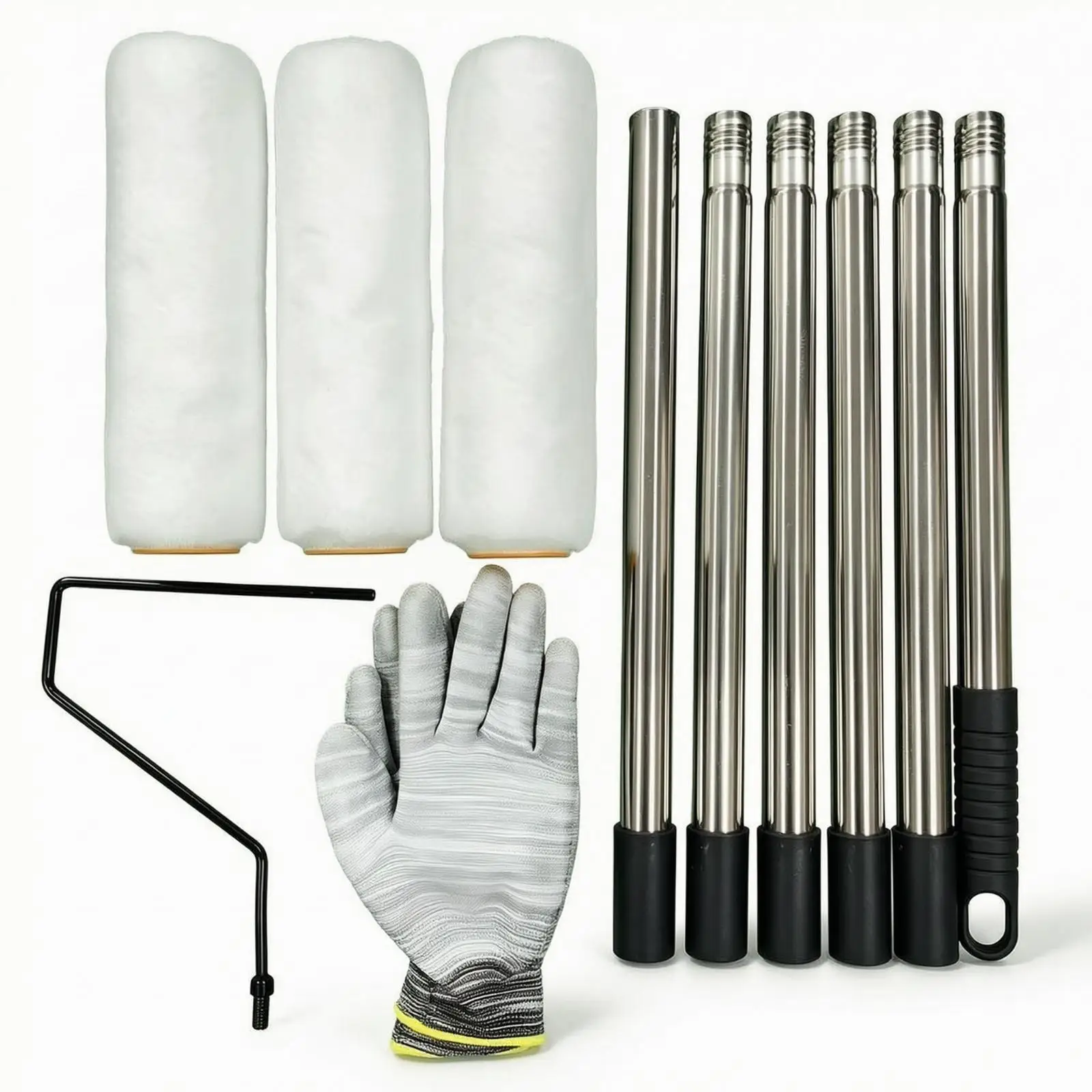Epoxy Floor Coating Roller Kit with Adjustable Stainless Steel Handle for Self Leveling Compound on Concrete Surfaces