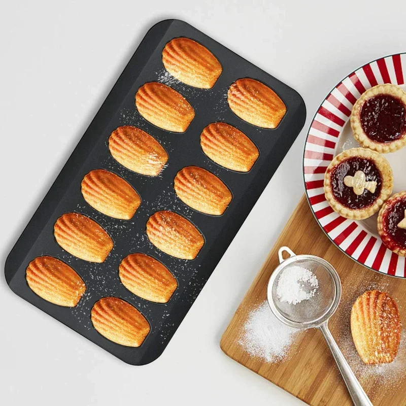 2 Packs Non-Stick Madeleine Pot, Baking Mold 12 with Shell Cake Baking Tray Chocolate Non-Stick Baking Tray, Used for Oven Bakin