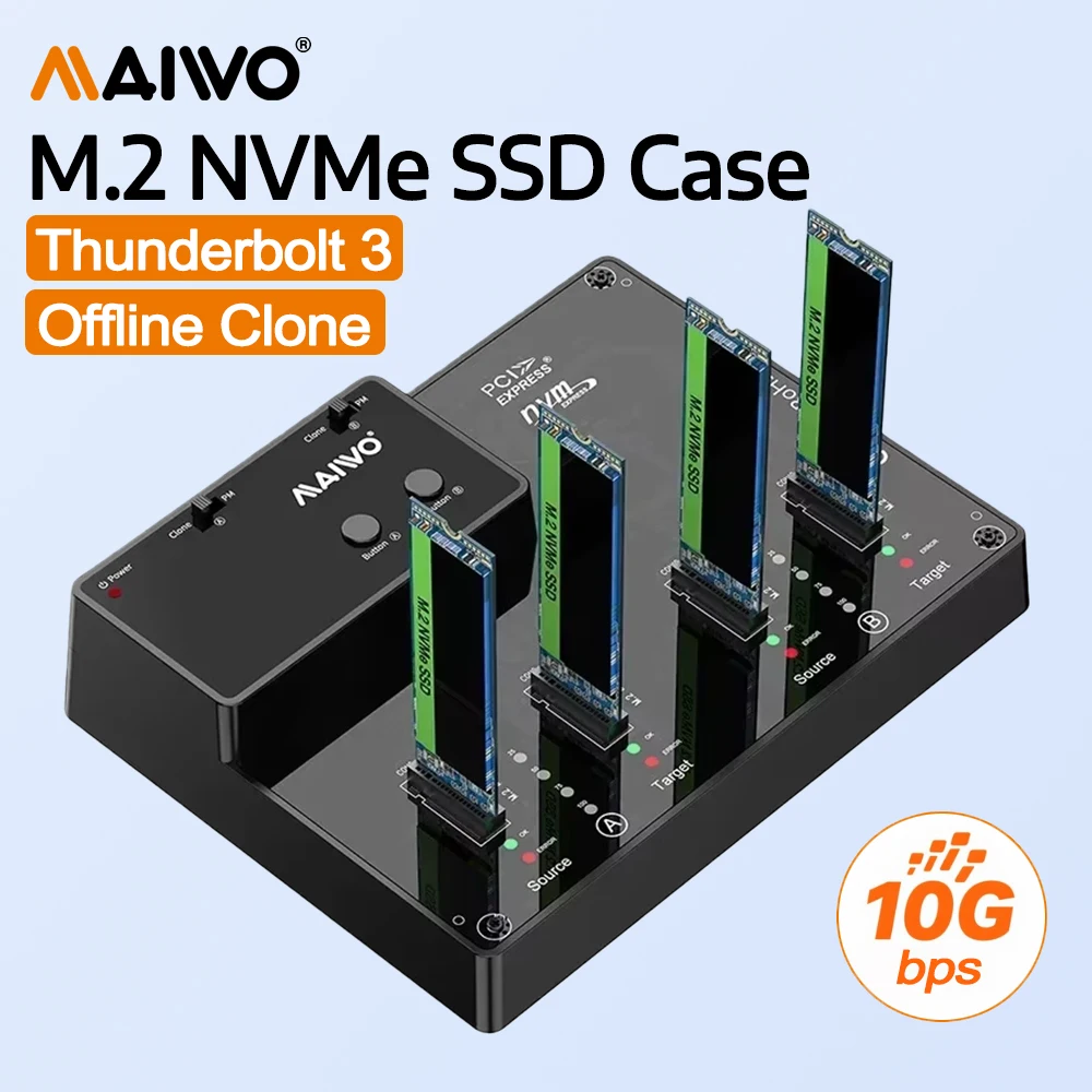 

MAIWO 4 Bay M.2 NVME SSD Docking Station 10Gbps Type-C nvme ssd Enclosure Support Offline Clone duplicator and System Disk Clone