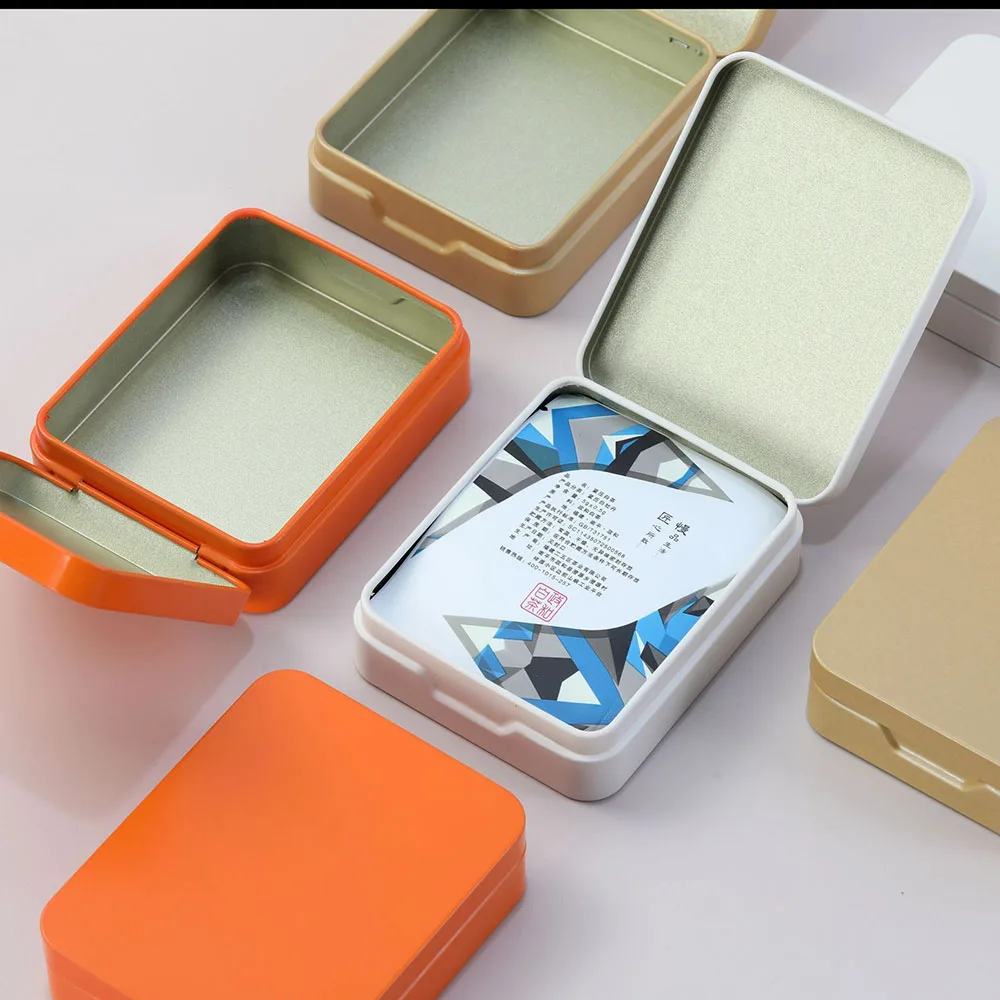 Metal Storage Box Packing Box Candy Storage Tin Can Storage Boxes White Tea Case Multifunctional Mini Organizer Home Accessories