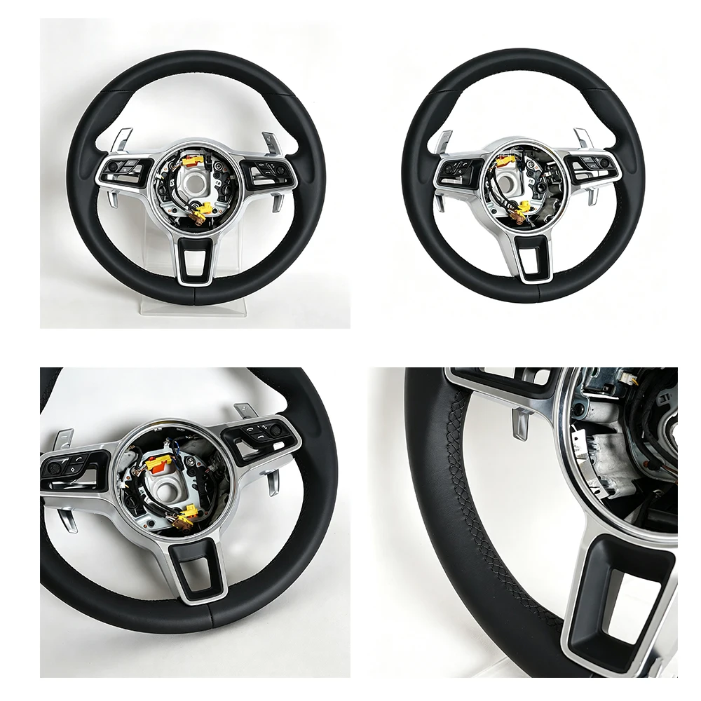 Suitable for 2015-2023 Porsche Cayenne GT 4.0T modified high-end vintage brown full-leather car steering wheel