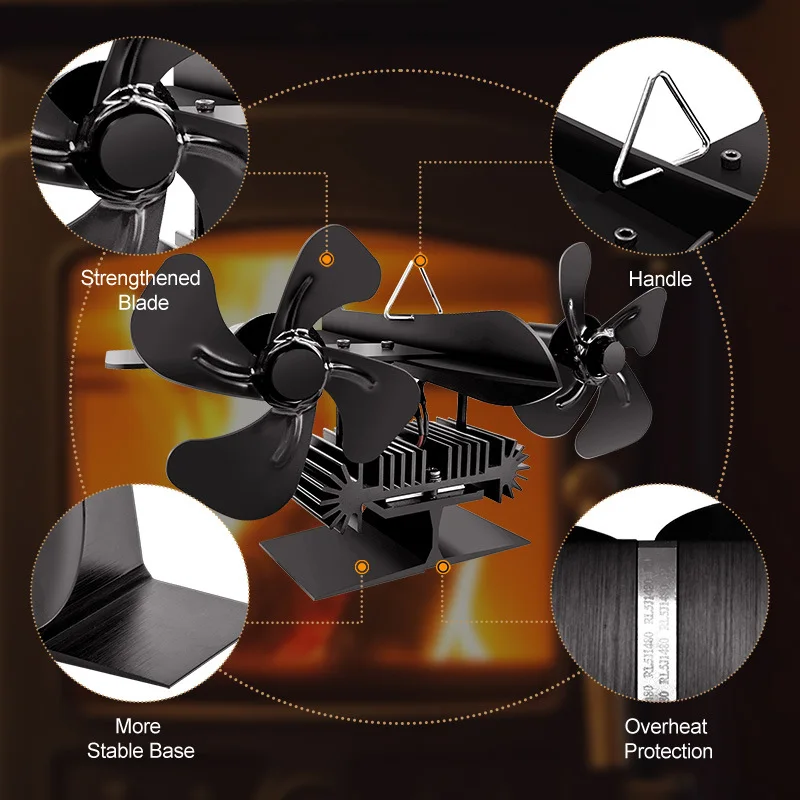 Aircraft new fireplace heat fan thermodynamic mute