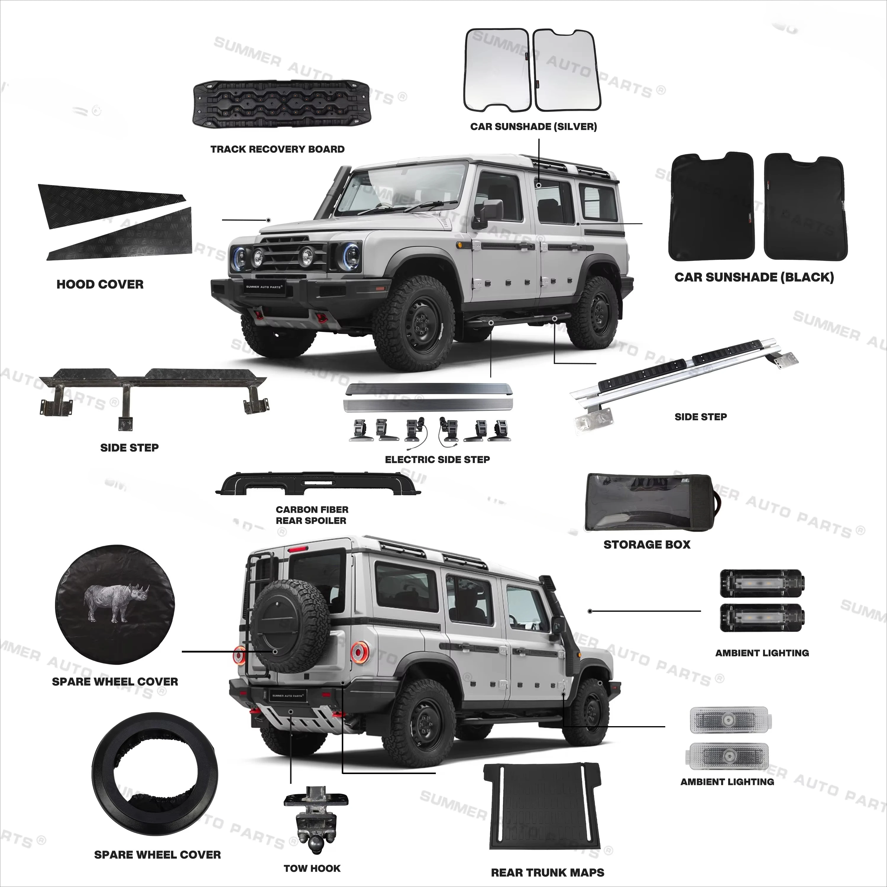 

New Product Car Accessaries Spare Wheel Cover Electric Power Side Step Running Board Car Body Kit for Ineos Grenadier 2024