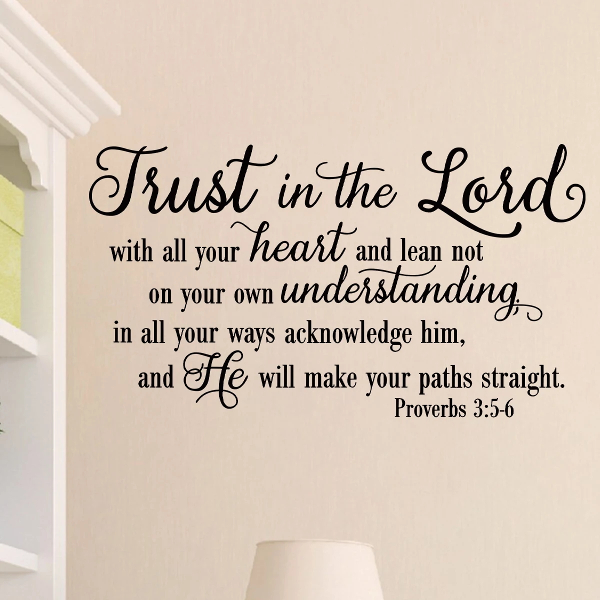 1pc “Trust in The Lord with All Your Heart”Art Text Wall Stickers Study Room Decor for Bedroom Kids Room Living Room Decoration