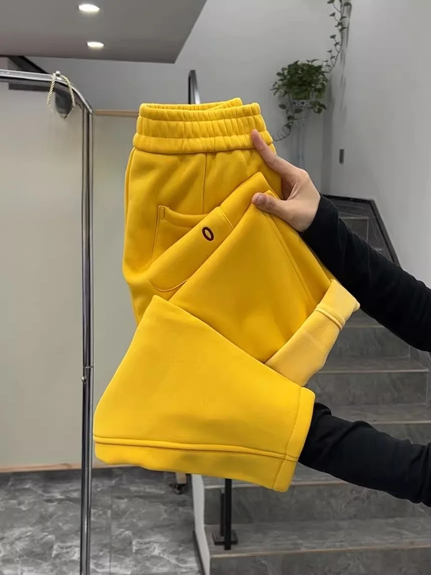 

Autumn Winter Thiened Fce Casual Pants Harlan Sle High Waist Elastic Waist Cotton Blend Slimming Nine Point Pants