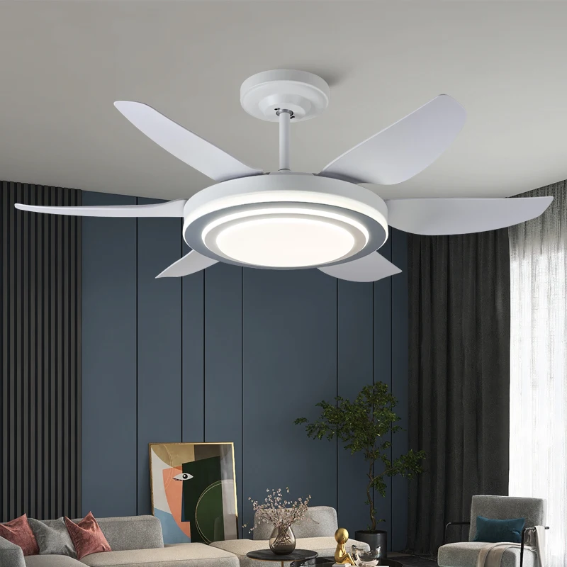 

OUFULA Fan Light Nordic LED Ceiling Fan Light Modern Minimalist Restaurant, Living Room, Bedroom Commercial Electric Fan