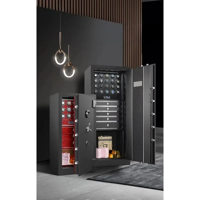 Luxury Watch Winder Jewelry Cash Safe Automatic Winding Collection Anti Theft Cabinet Storage Box Fingerprint Unlock