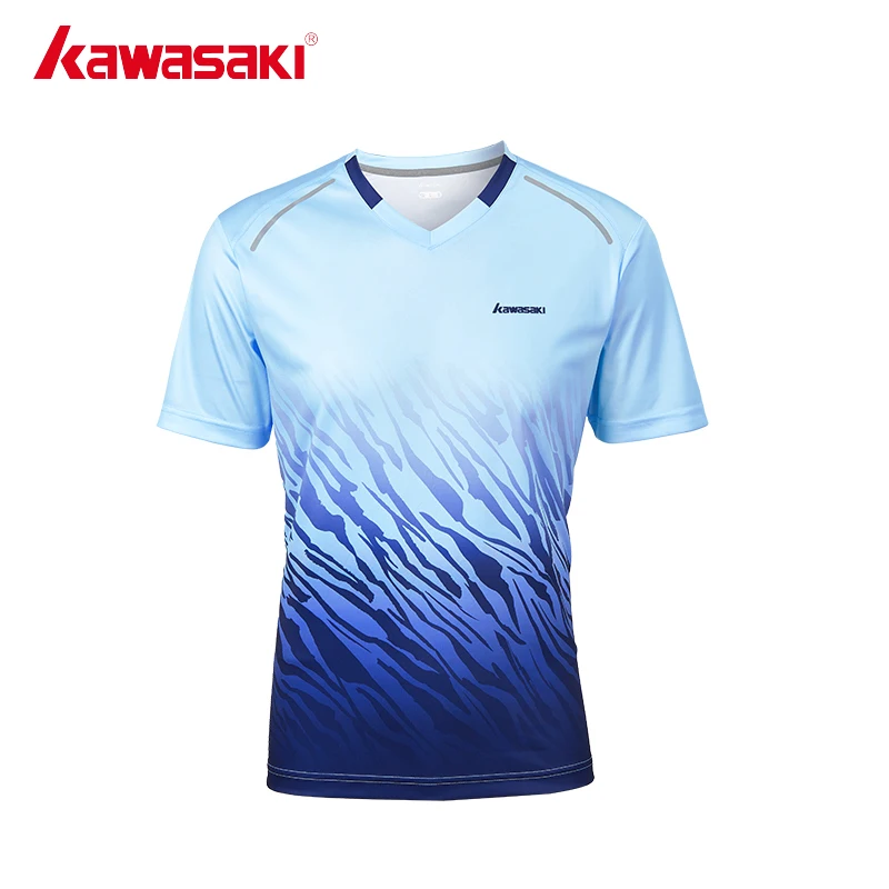 Kawasaki Original Women Men Couple Badminton Clothing Short Sleeve V-neck Badminton Shirt  Table Tennis Clothes A1942 A2942