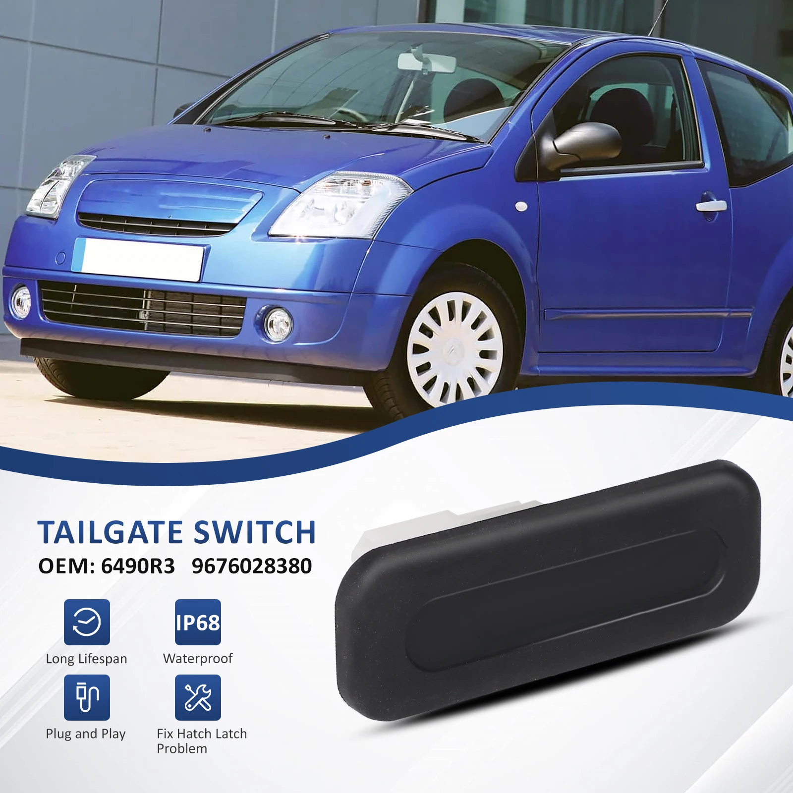 1PC Rear Trunk Tailgate Boot Handle Lock Switch For Citroen C5 For Citroen C4 Picasso Mk1 For Citroen C2 6490R3 9676028380